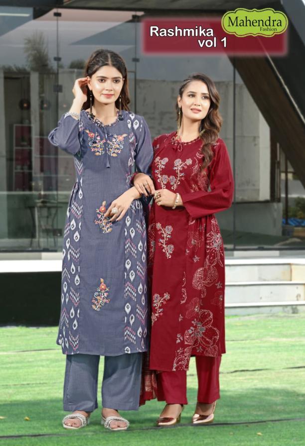 rashmika vol 1 mahendra fashion berlin print full stitch 3pcs dress