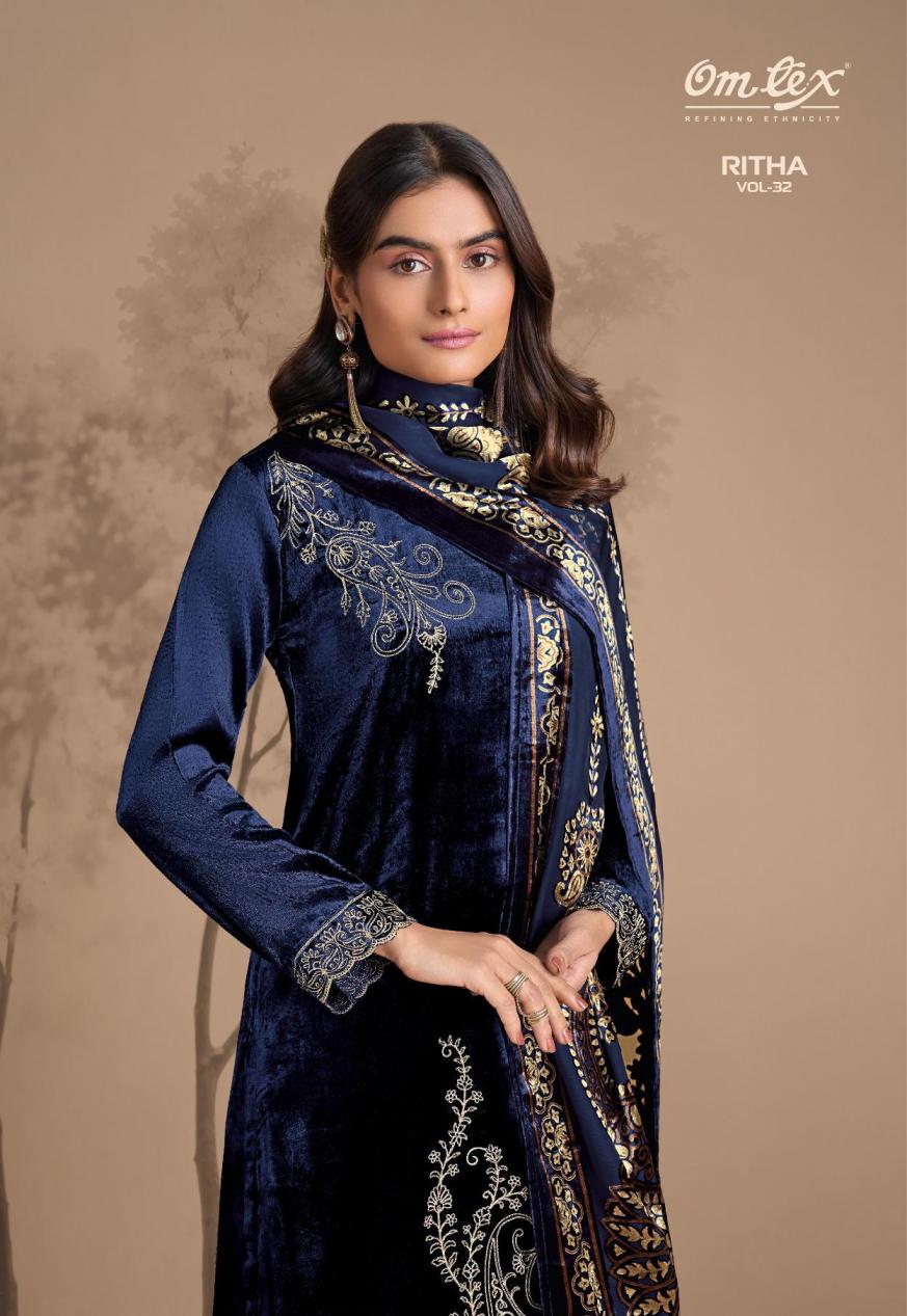 ritha vol 32 by omtex viscose velvet winter best wholesale rates dress
