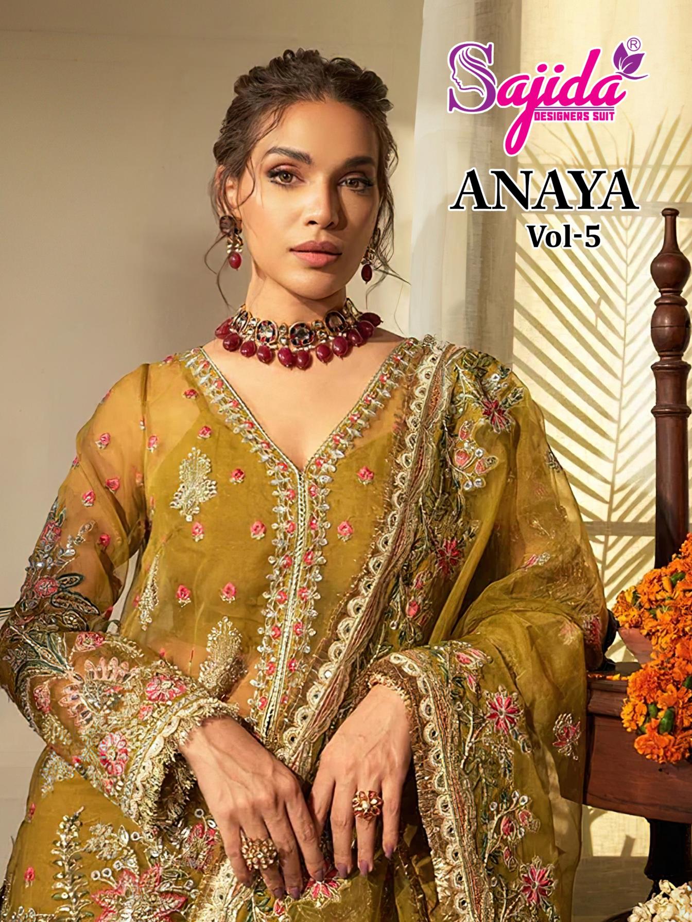 sajida designer anaya vol 5 georgette pakistani suit for womens 