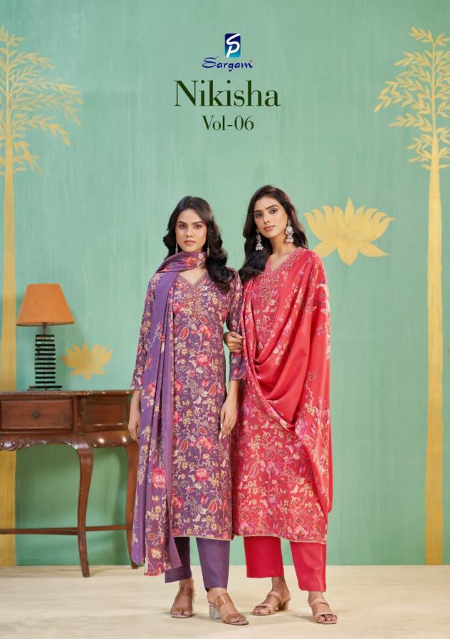 sargam prints nikisha vol 6 amazing viscose modal muslin 3pcs dress