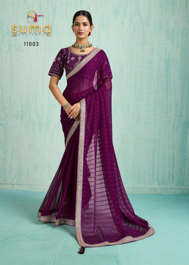 suma adra traditional chiffon hit design saree for womens 