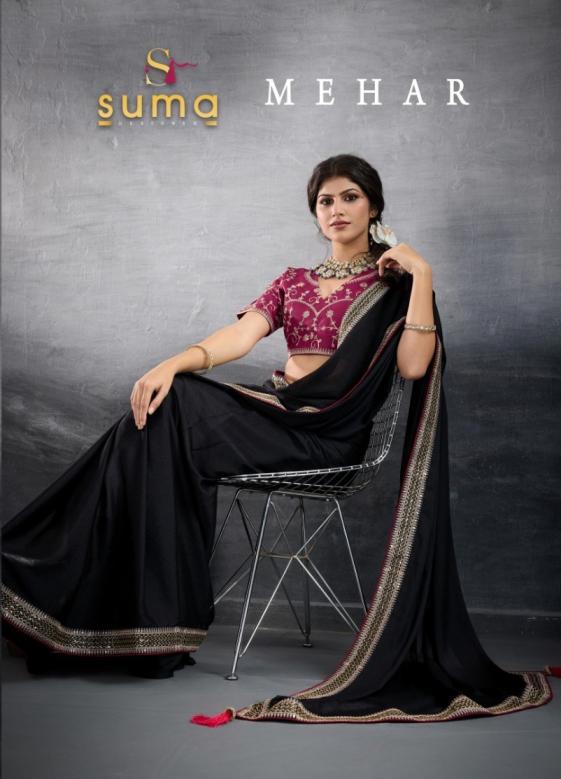 suma mehar star georgette 1001-1008 classic look sarees 