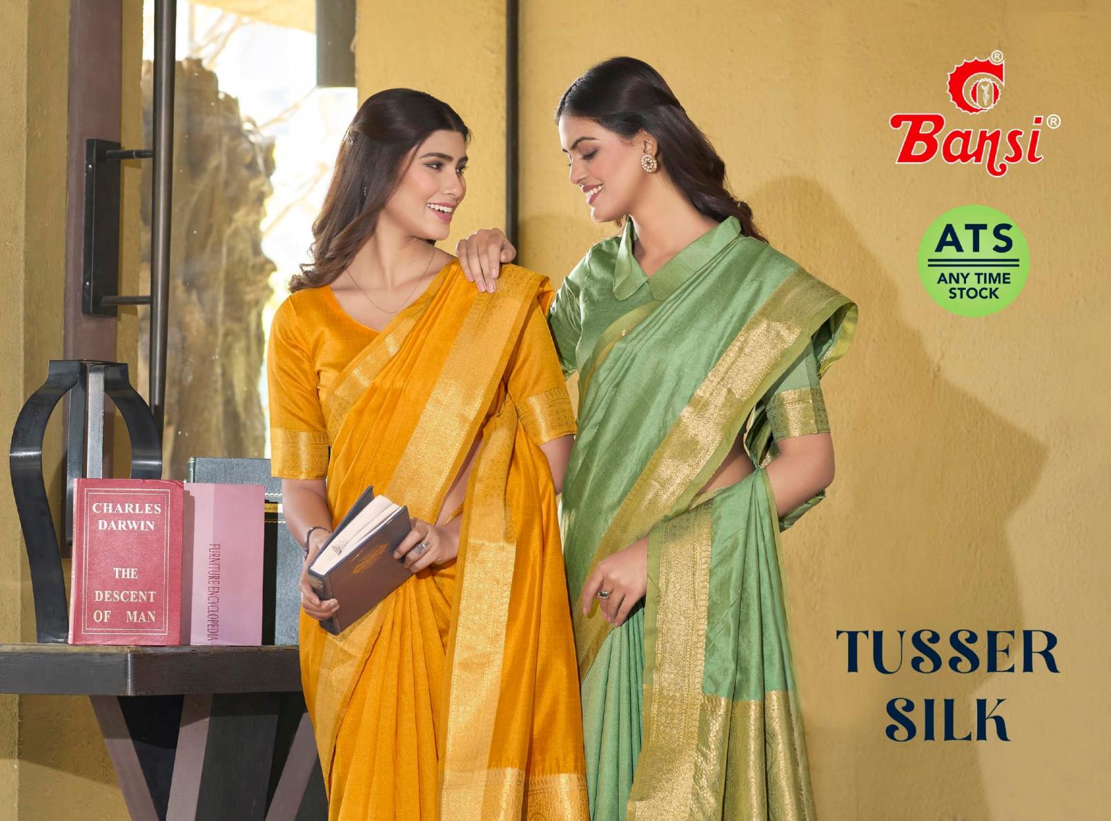 tusser silk by bansi amazing cotton silk jari weaving pallu uniform sarees