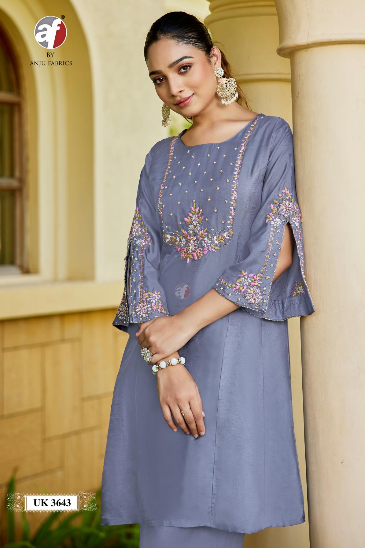 uk 3642-3643 by anju fab readymade dola silk combo co-ord set 