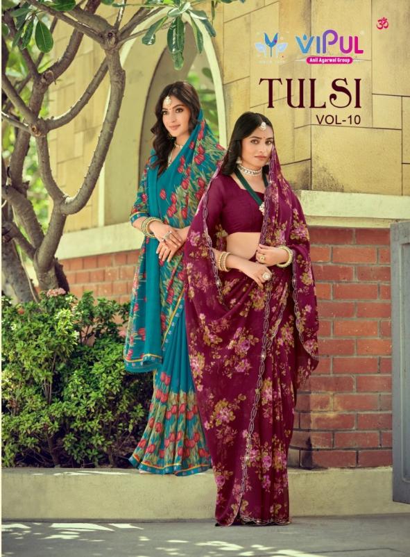 vipul tulsi vol 10 fancy 91602-91610 pretty look sarees 