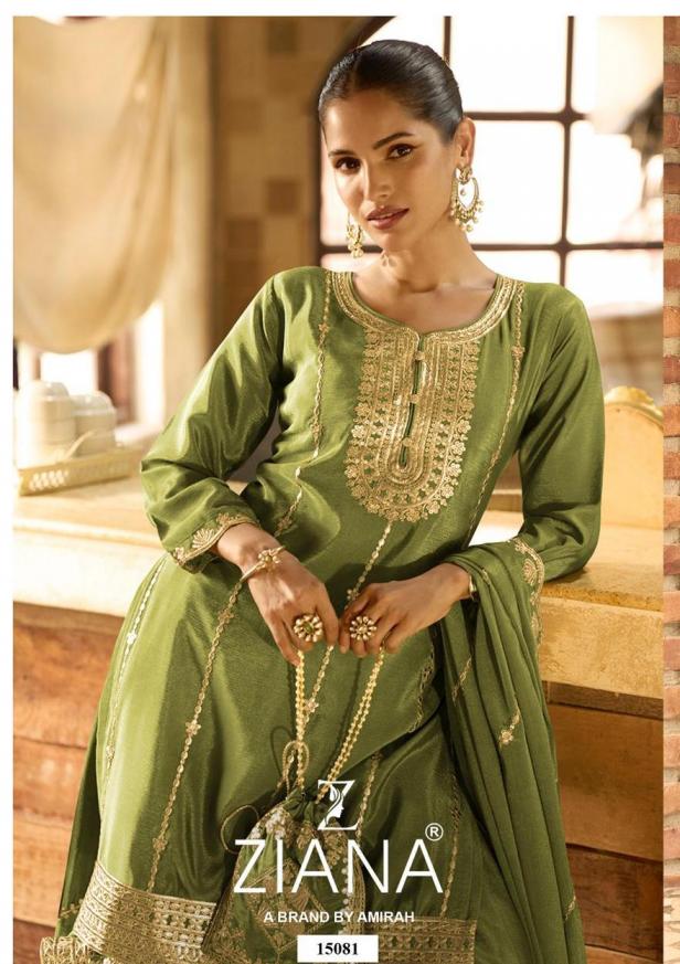 ziana 15081 chinon silk fully stitch plazzo kurti with dupatta 