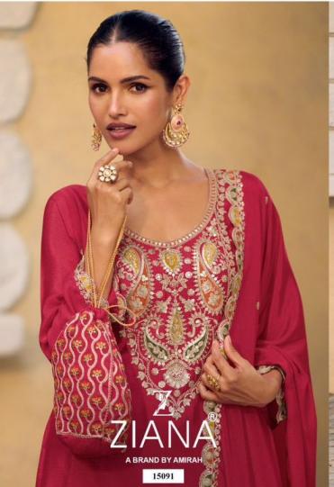 ziana 15091 chinon silk readymade exclusive combo plazzo kurti with dupatta  