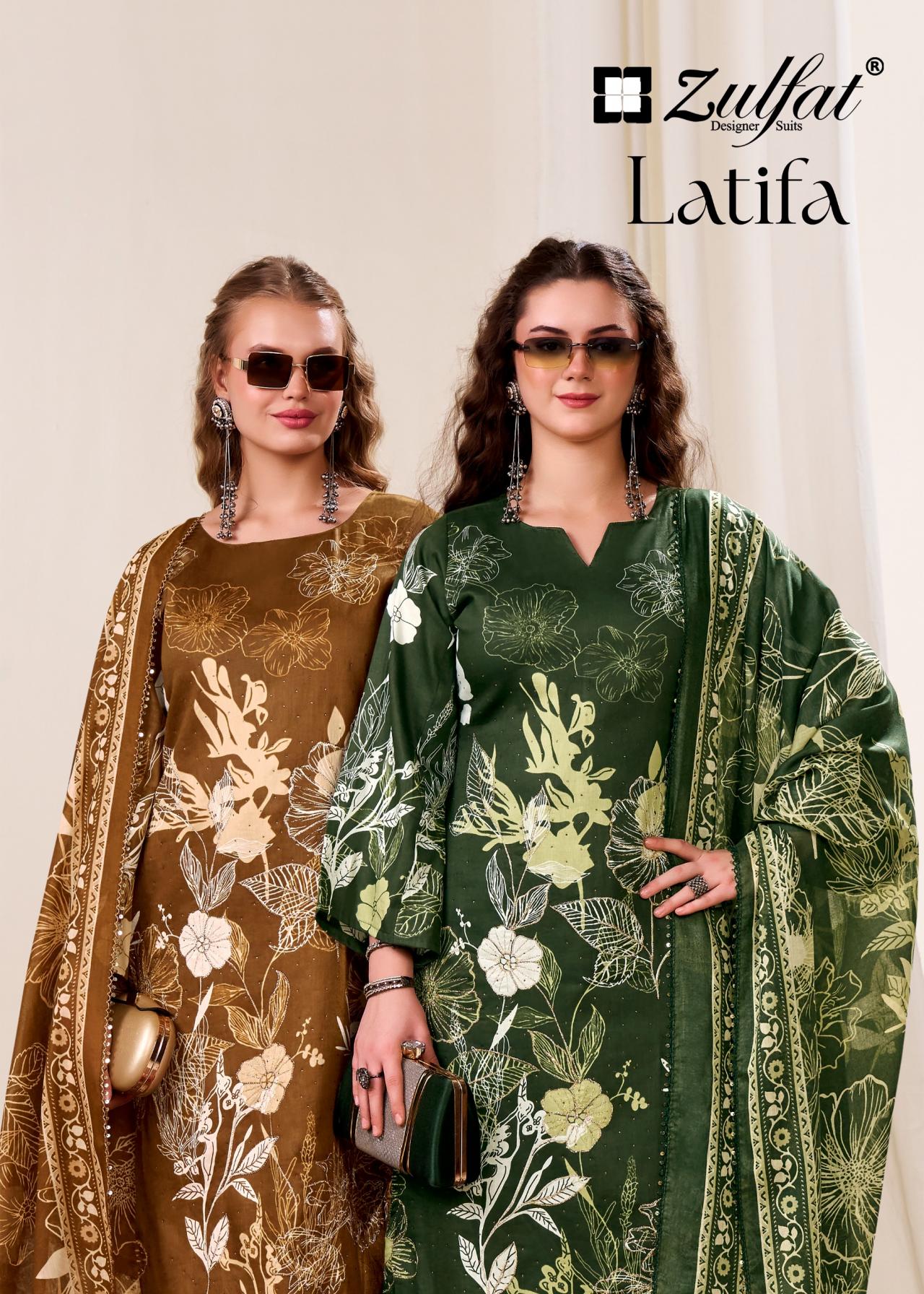 zulfat designer latifa jam cotton full stitch big size suit for womens 