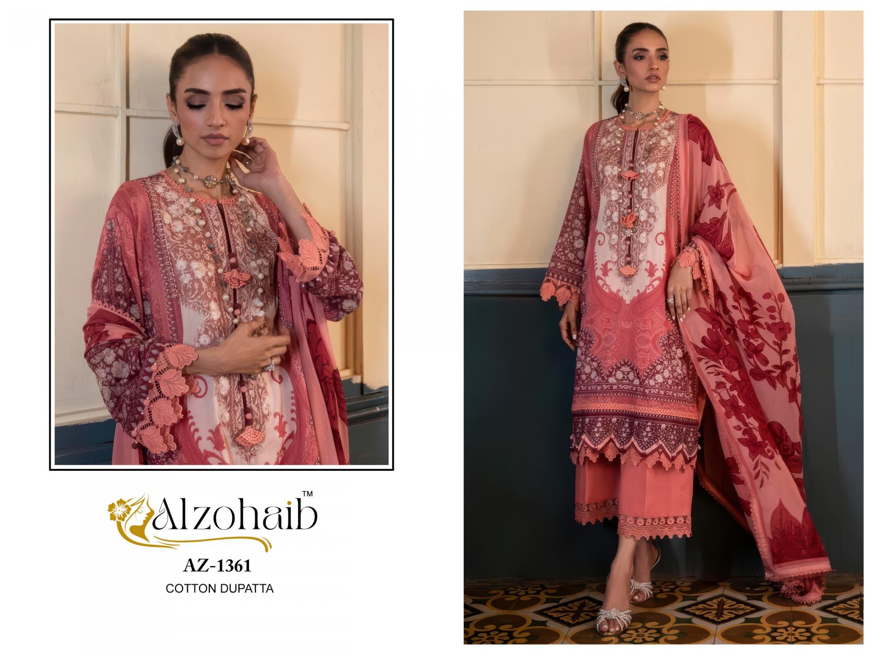 1361-1362 by alzohaib cotton pretty look pakistani suit for womens