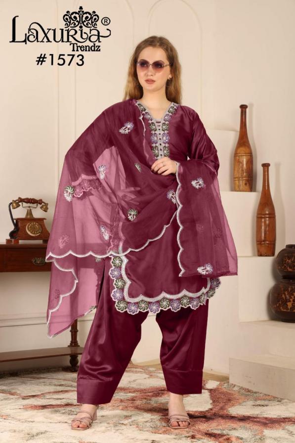 1573 by laxuria trendz satin readymade premium pakistani suit for womens 
