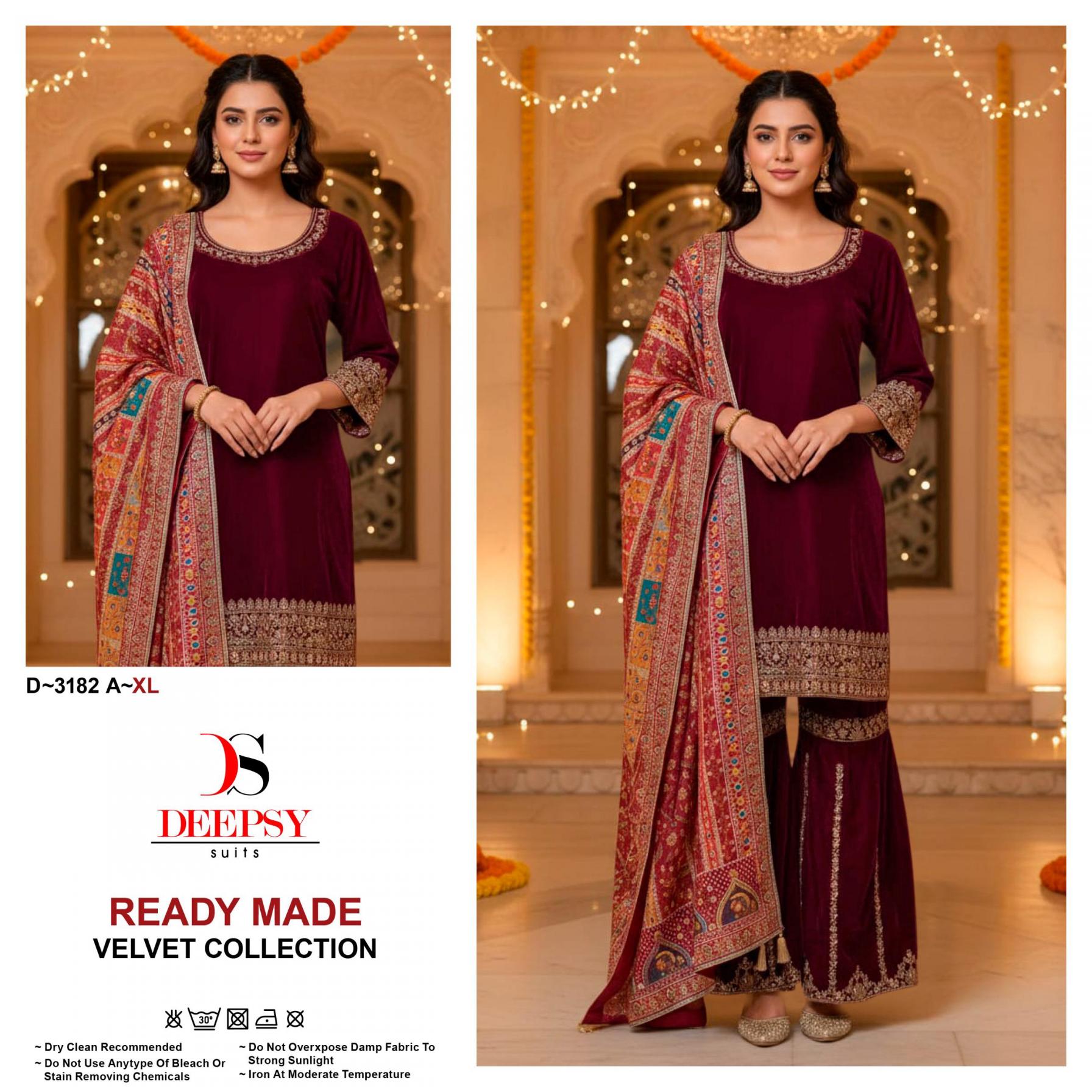 3182 by deepsy suits winter special velvet readymade plazzo dress