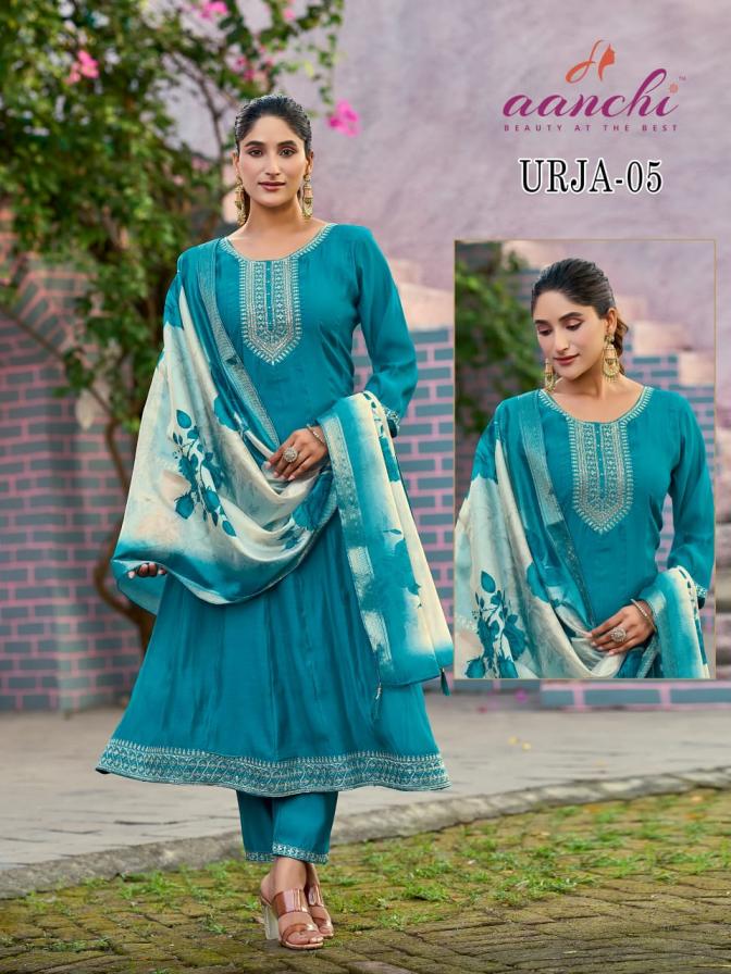 aanchi urja 1-5 mul chanderi fully stitch modern salwar kameez sets 