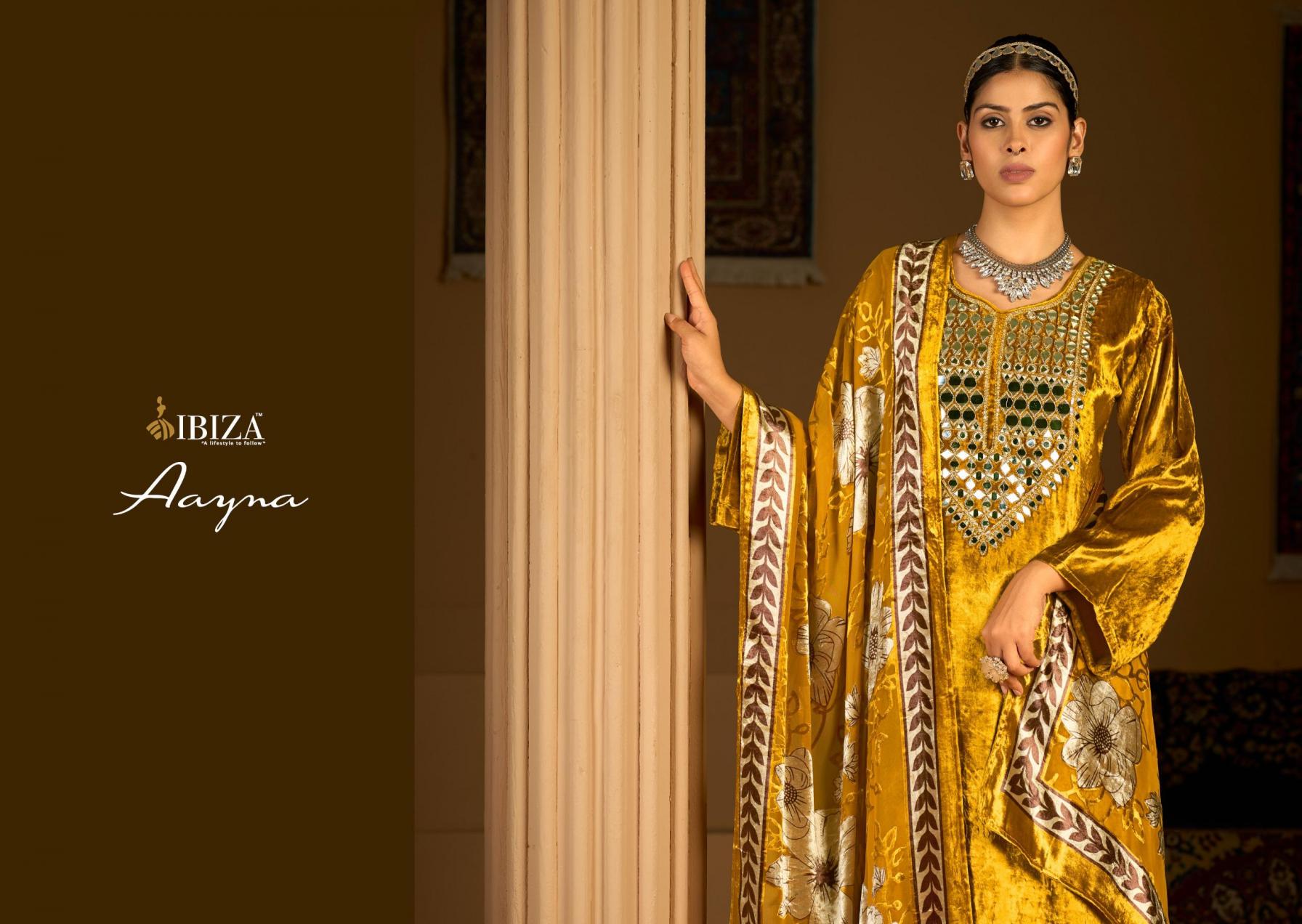 aayna by ibiza viscose velvet hit design winter readymade plus size suits 