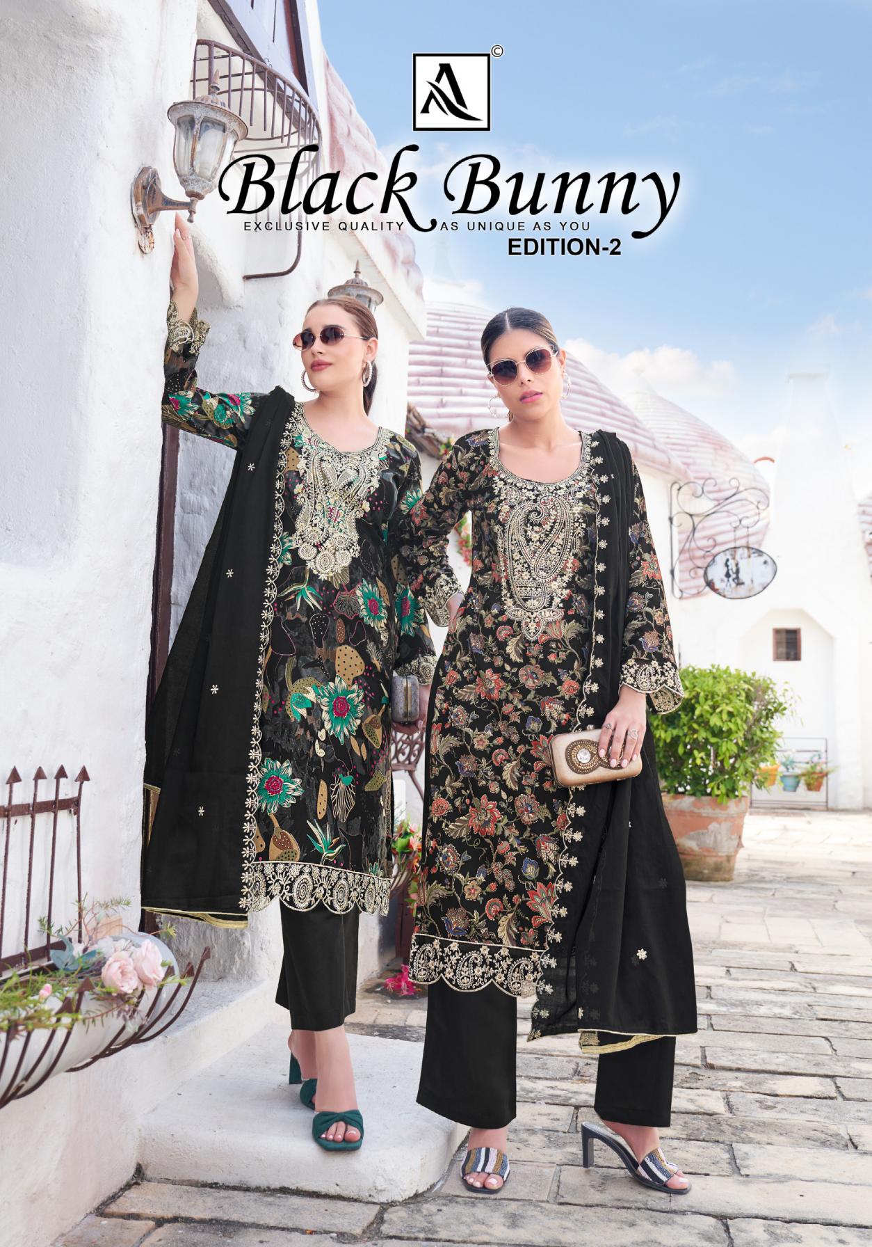 alok launch black bunny vol 2 viscose rayon pakistani unstitch 3pcs dress