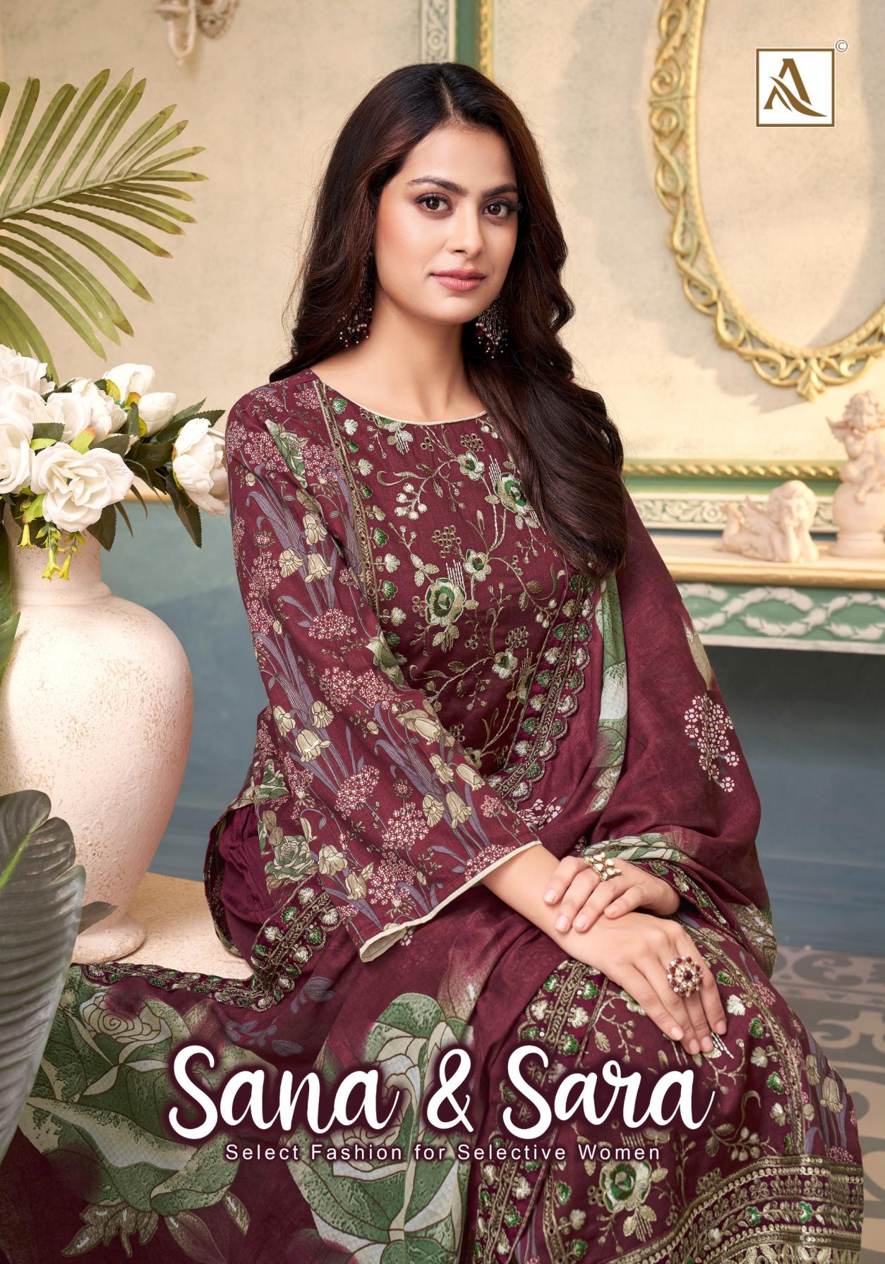 alok sana & sara cambric cotton unstitch pakistani 3pcs dress