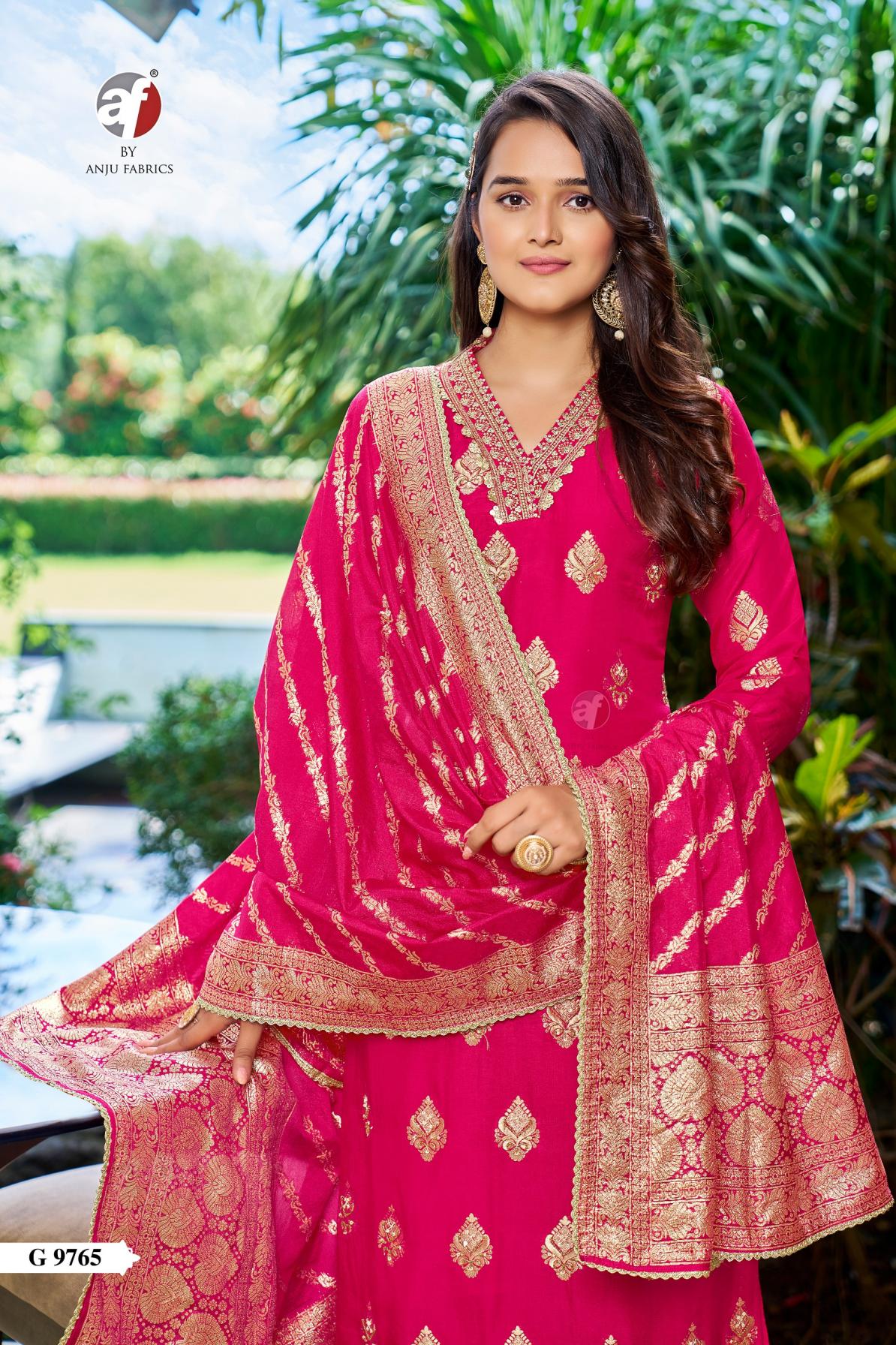 anju fab g 9765-9766 readymade unique dola silk combo suit for womens