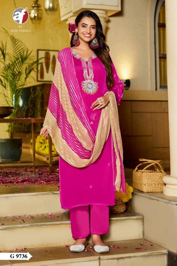 anju fab g9735-9737 traditional wear fully stitch natural crape combo 3pcs dress