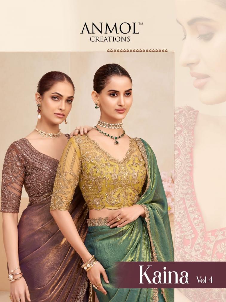anmol creation kaina vol 4 georgette two tone shimmer party wear designer work sarees