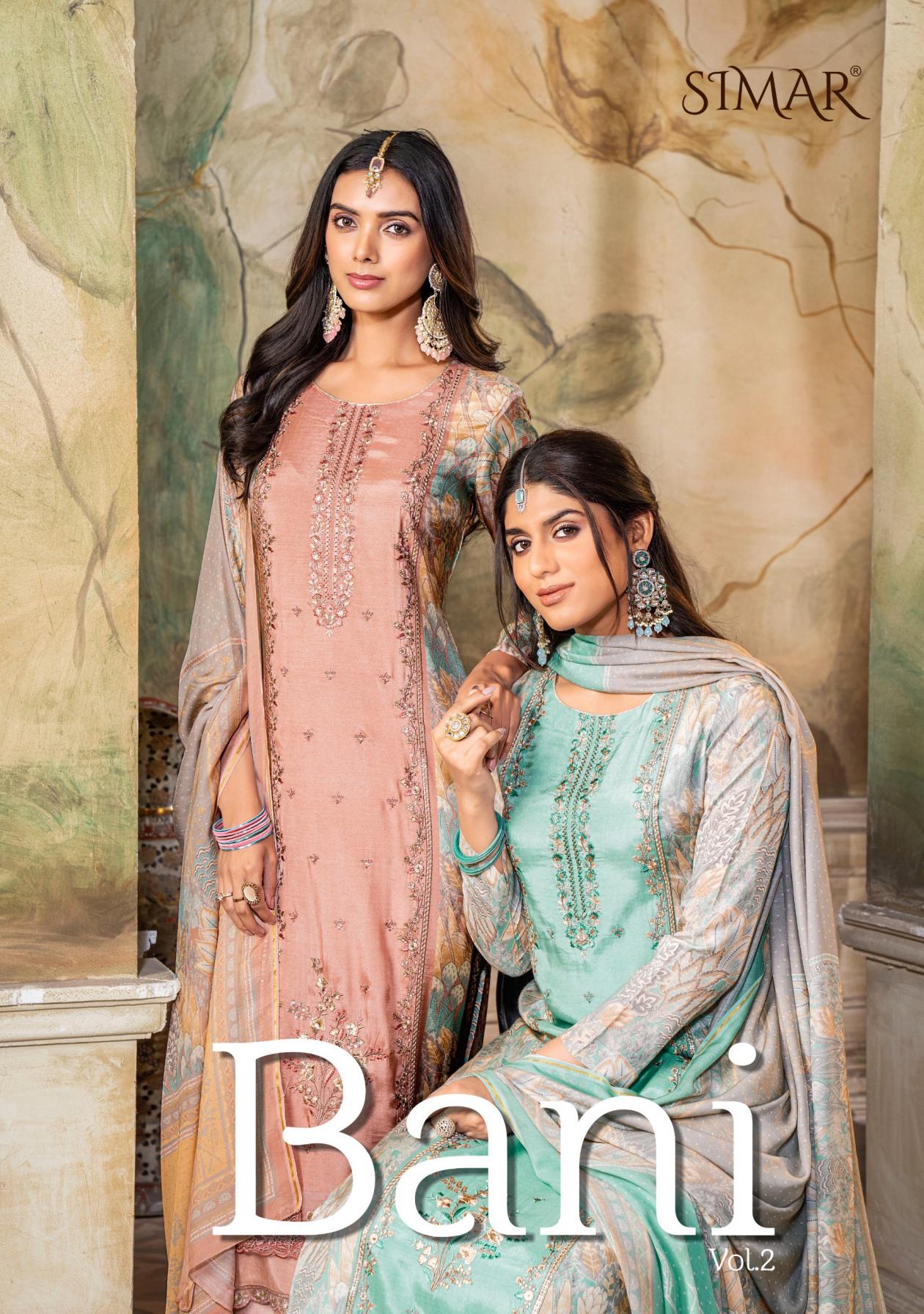 bani vol 2 by simar glossy viscose muslin modern dress materials 