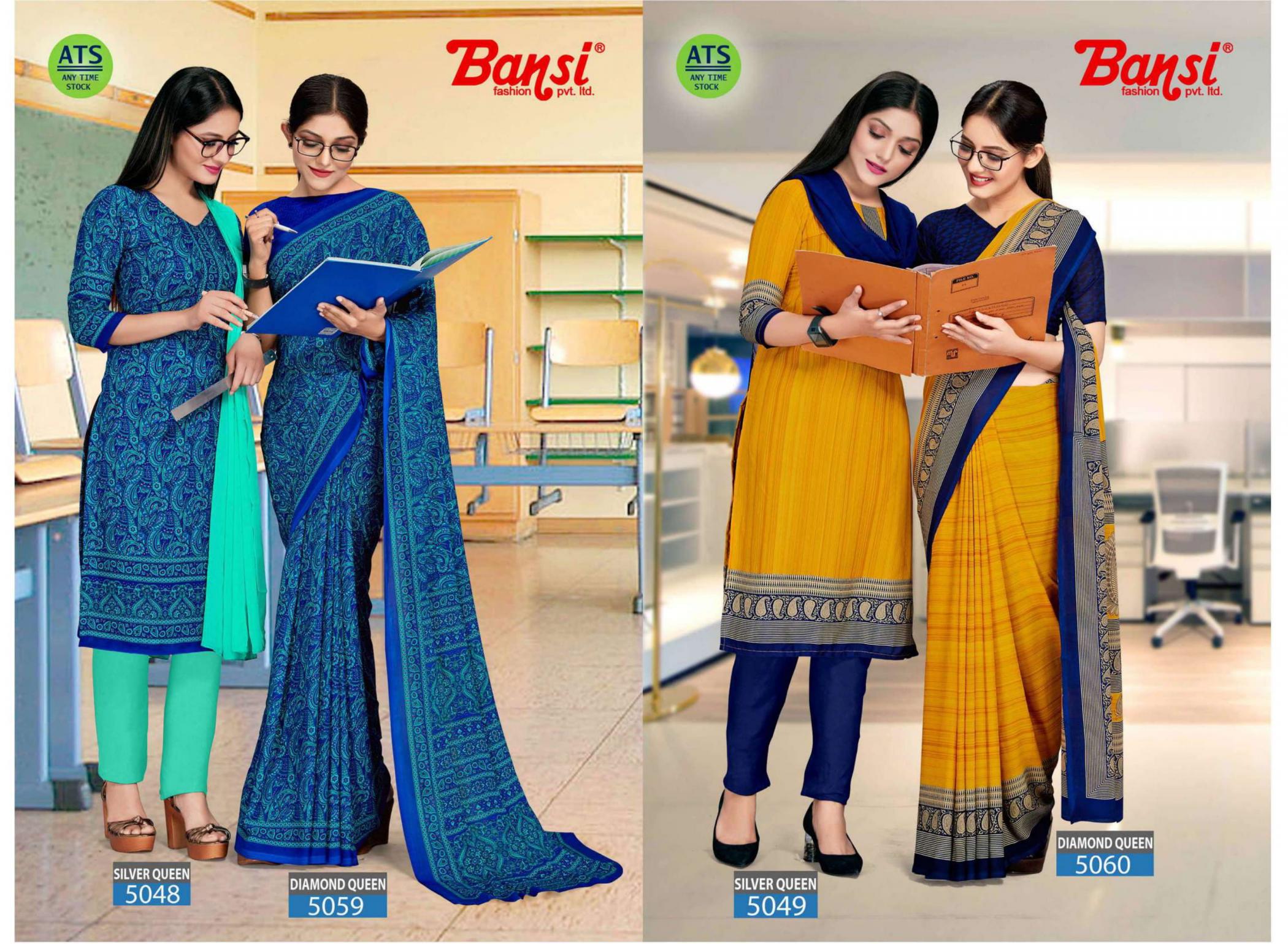 bansi diamond queen kimaya saree & silver queen crackle combo suit online  