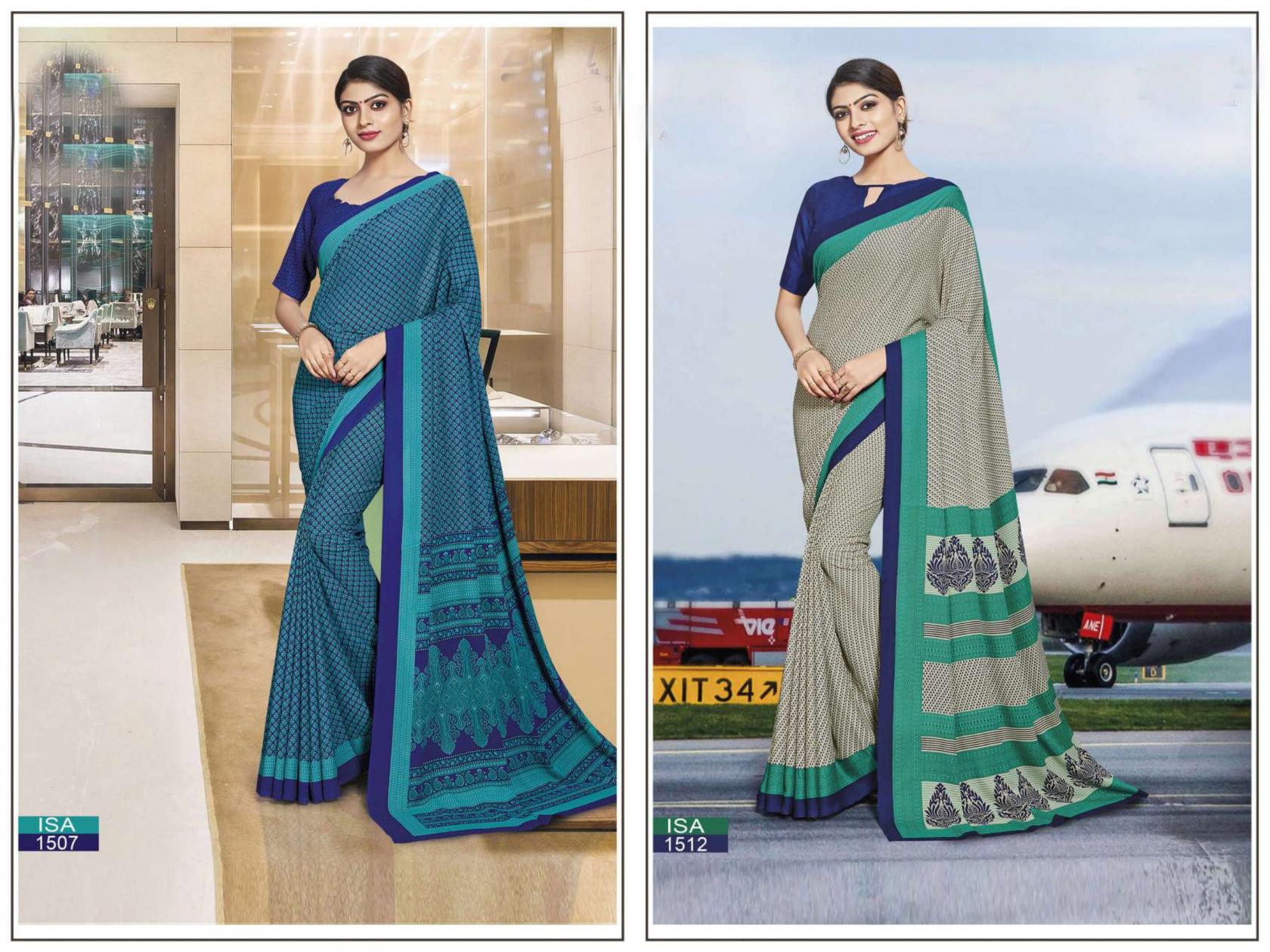 bansi isa hit design crape uniform sarees 