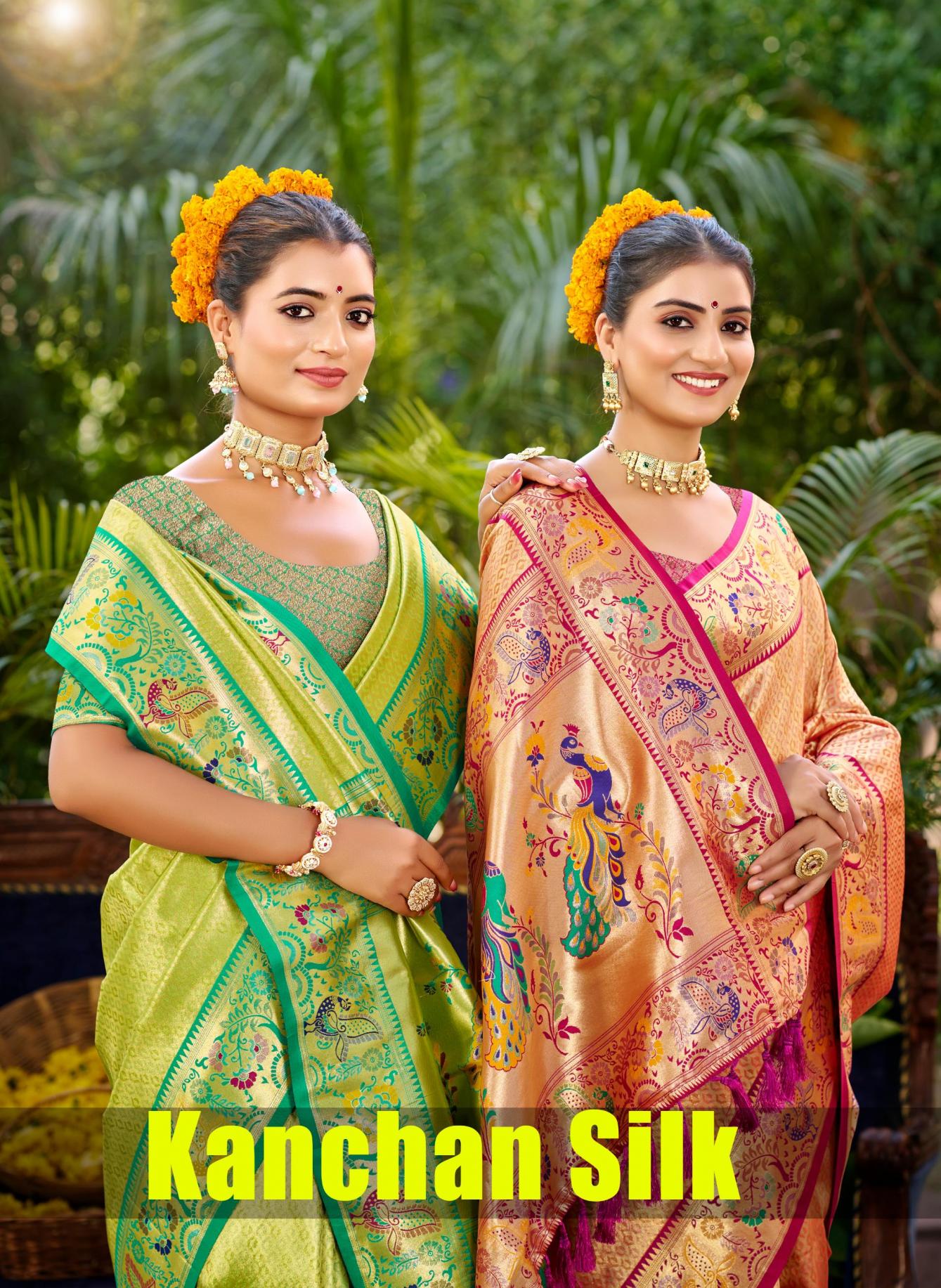 Bunawat - Kanchan Silk Sangam Prints SILK Woven Work Traditional Saree