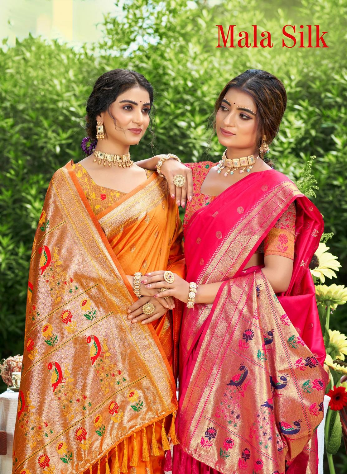 Bunawat - Mala Silk Sangam Prints SILK Woven Work Traditional Saree