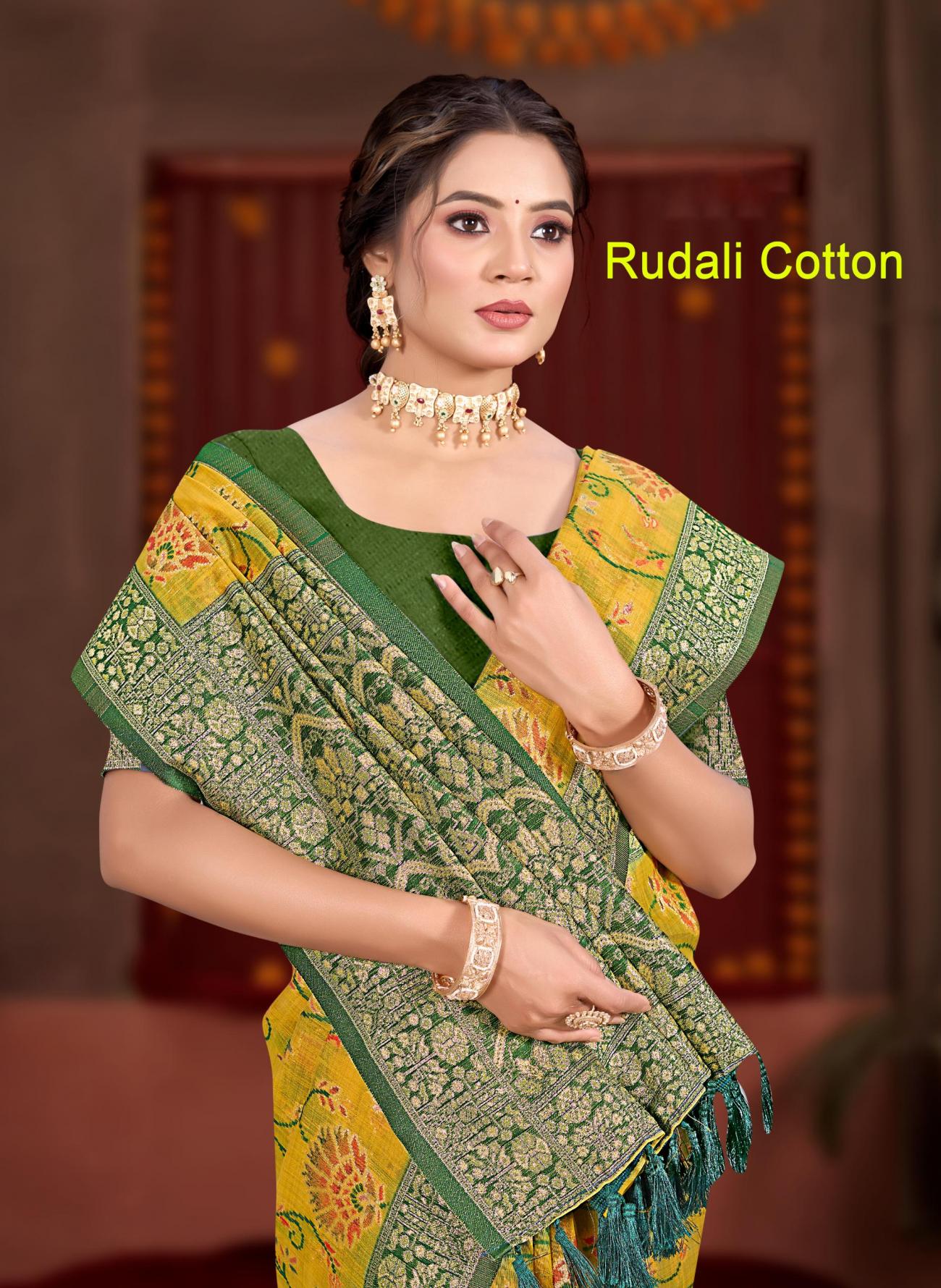 Bunawat - Rudali Cotton Sangam Prints COTTON SILK WITH MEENA Woven Work Traditional Saree