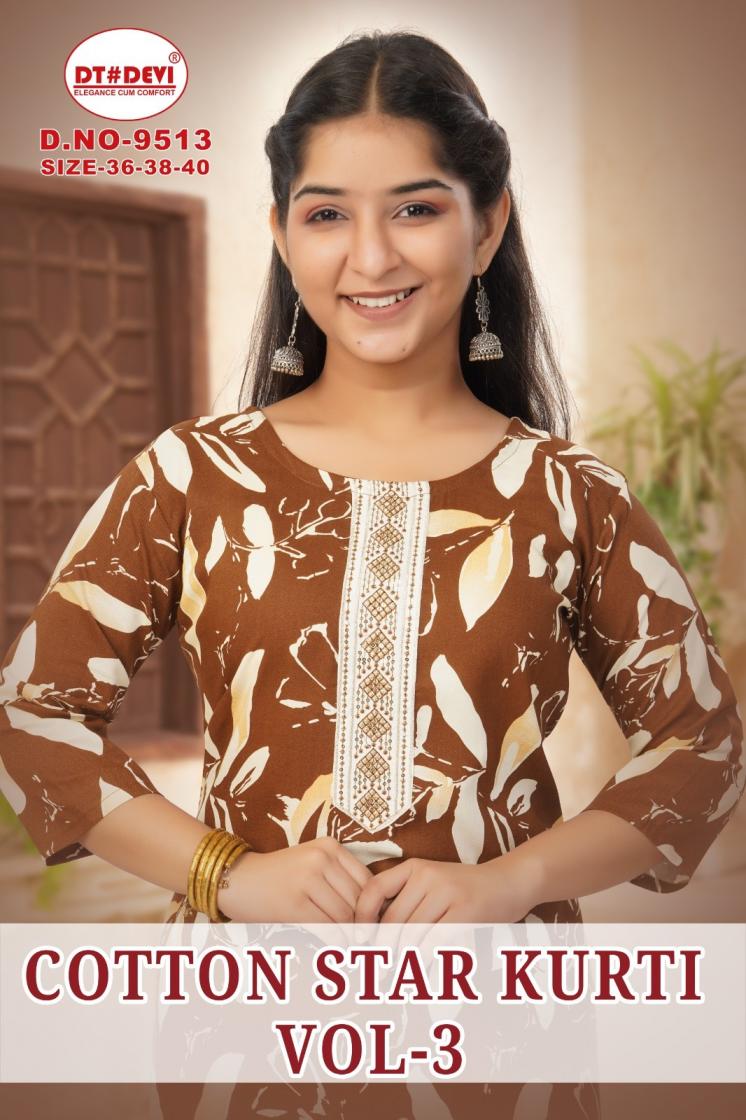 cotton star vol 3 by dt devi 9513 rayon full stitch combo kids kurtis