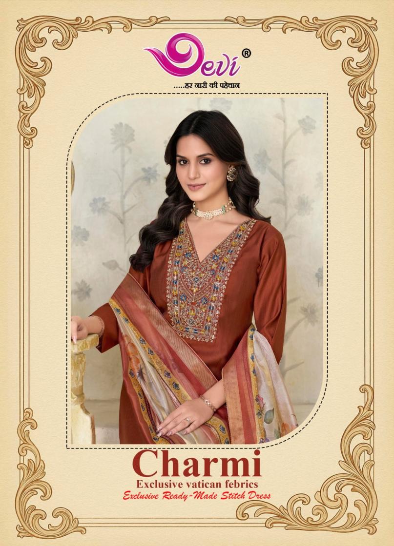 devi charmi vol 1 readymade stylish vatican dyeing 3pcs dress