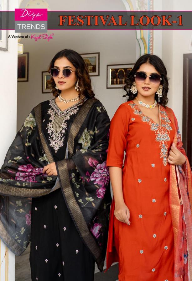 diya trends festival look roman silk designer readymade 3pcs set