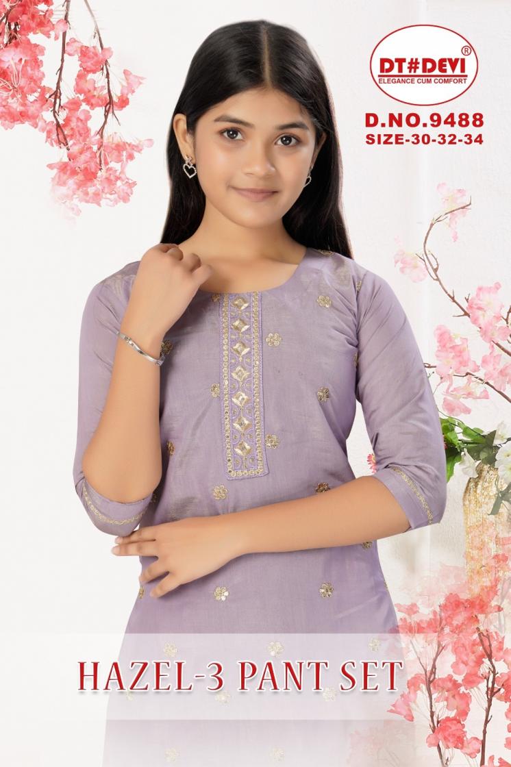 dt devi hazel vol 3 9488 roman shimmer readymade kids combo suits 