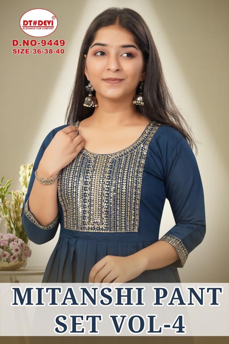 dt devi mitanshi vol 4 roman silk 9449 readymade unique combo kids dress