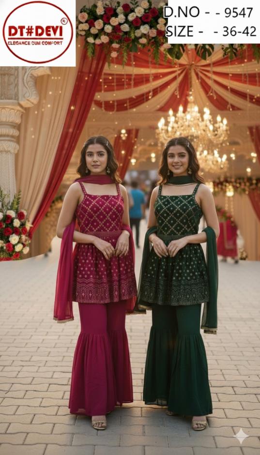 dt devi saiyaara 9547 georgette readymade kids sharara style combo dress