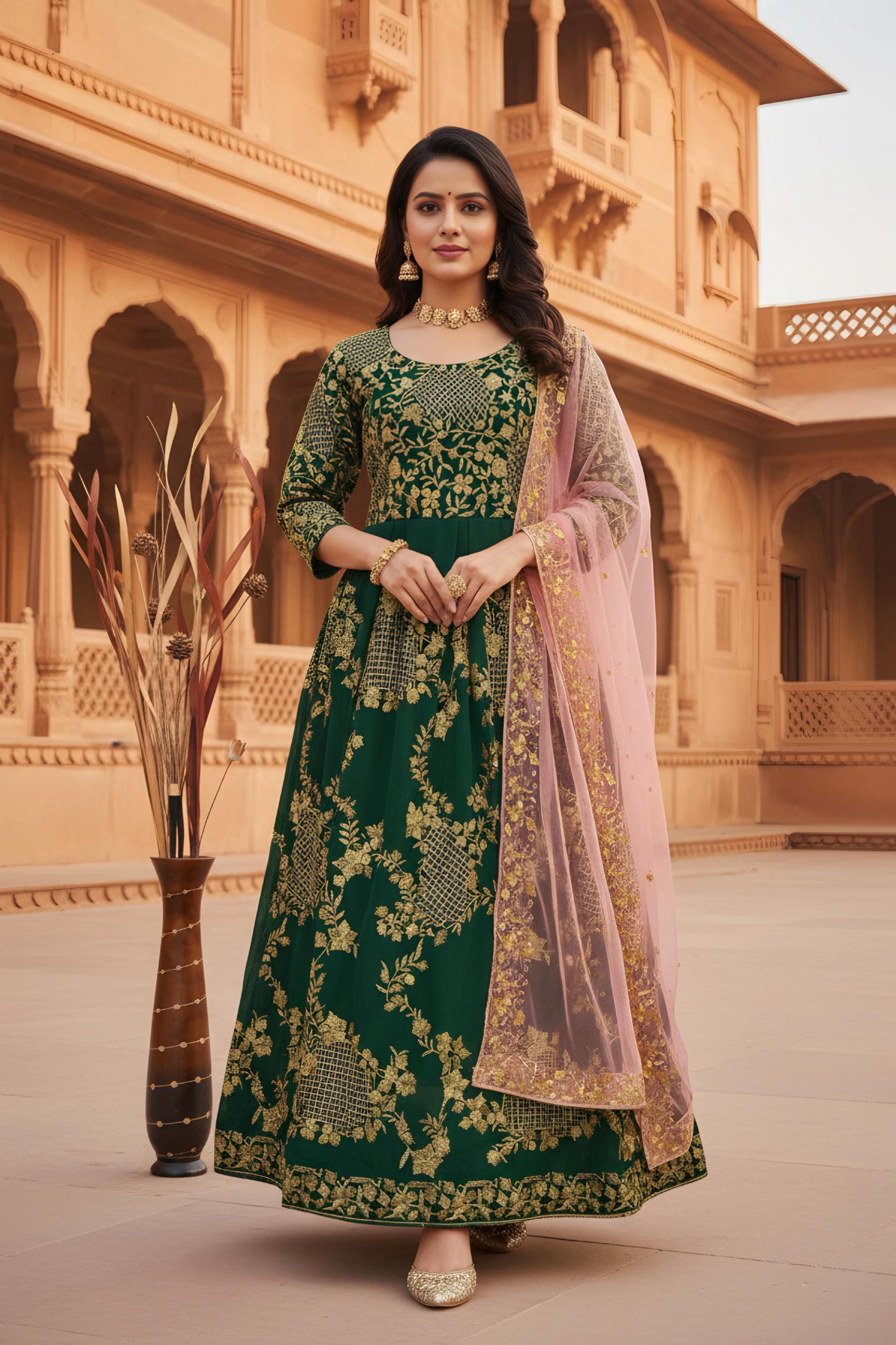 dvd 1231 readymade anarkali faux georgette stylish gown with dupatta 