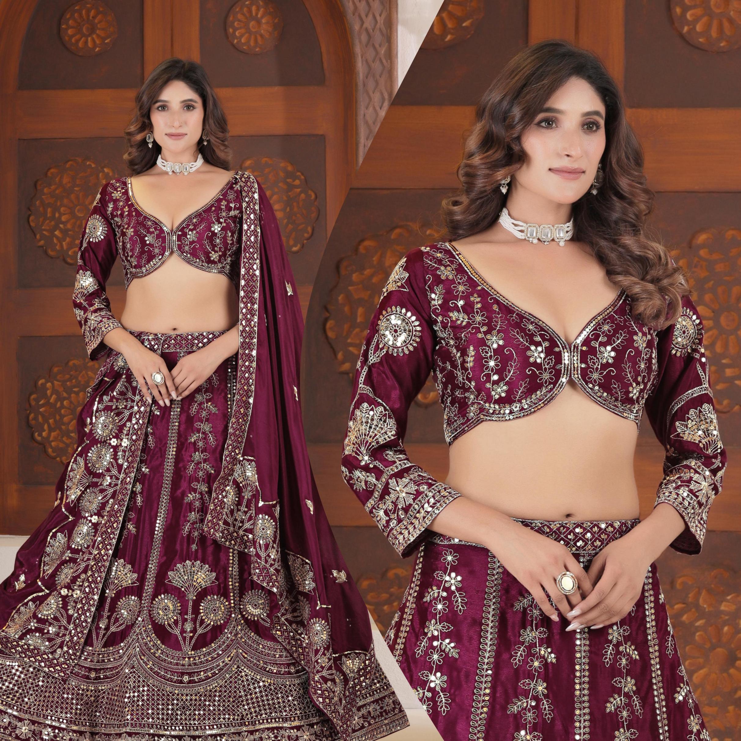 dvd 5139 chinon silk semi stitch lehenga unstitch choli for womens 