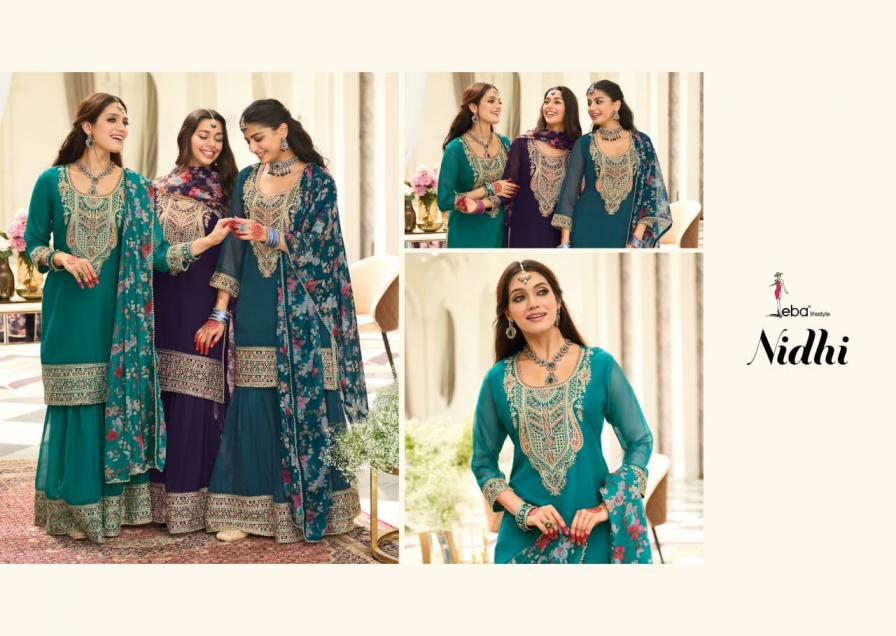 eba lifestyle nidhi fully stitch organza fashionable plazzo kurti with dupatta 