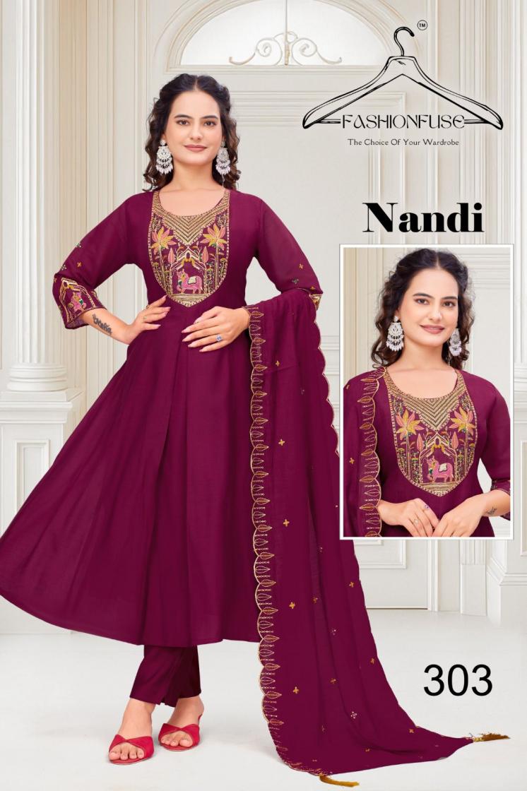 fashionfuse nandi mul chanderi silk full stitch casual wear suits for women