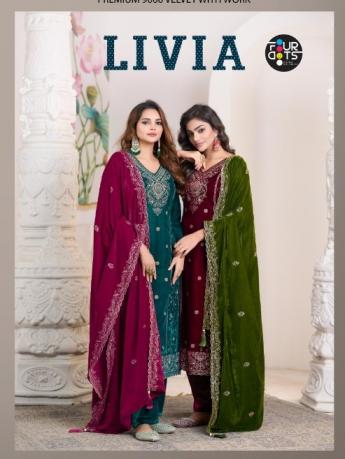 fourdots launch livia velvet unstitched winter suit for womens 