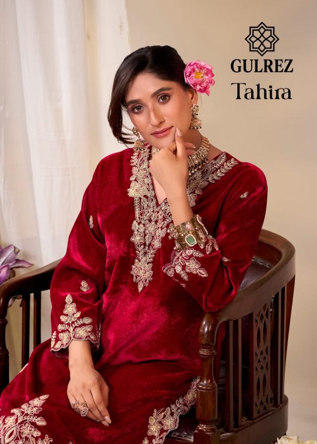 gulrez tahira premium velvet kashmiri design stitched coord set winter collection