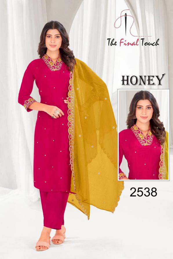 honey by the final touch elegant style mul chanderi full stitch combo 3pcs dress