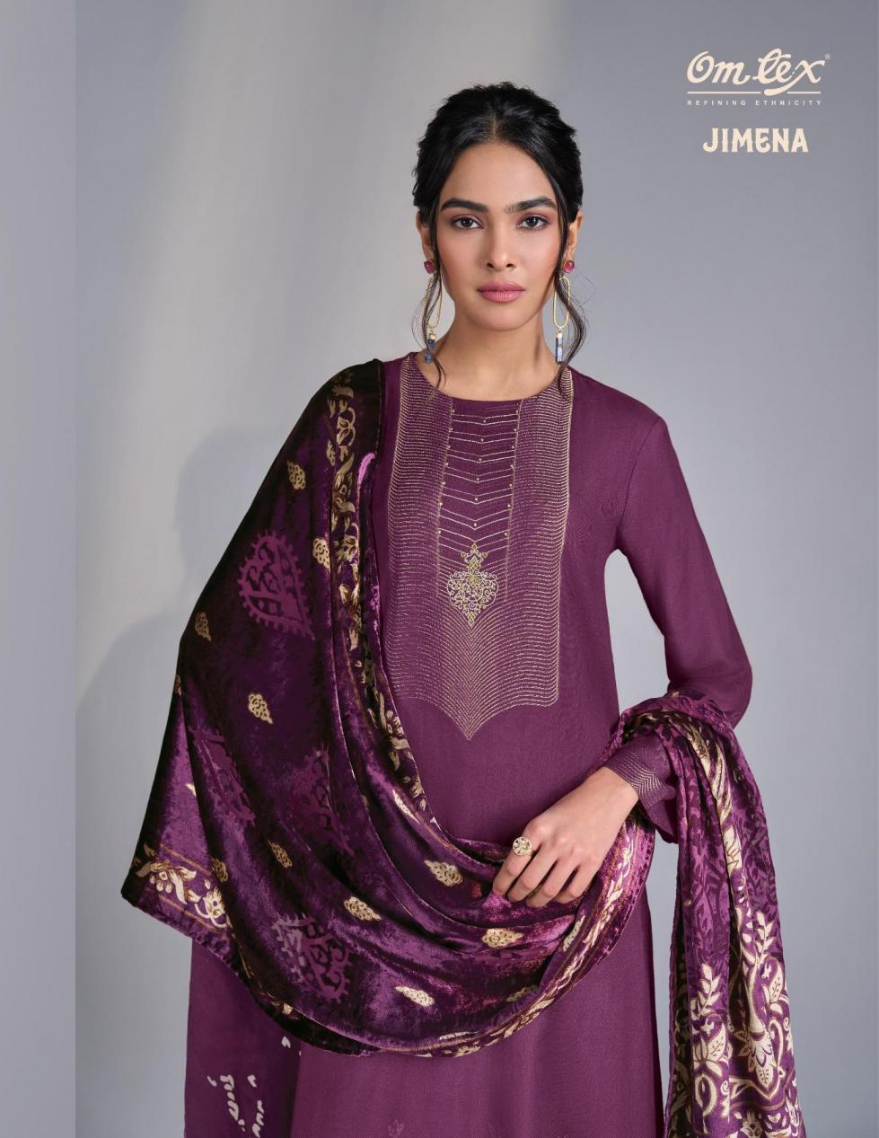 jimena by omtex unique pashmina jacqaurd full stitch big size fancy 3pcs dress