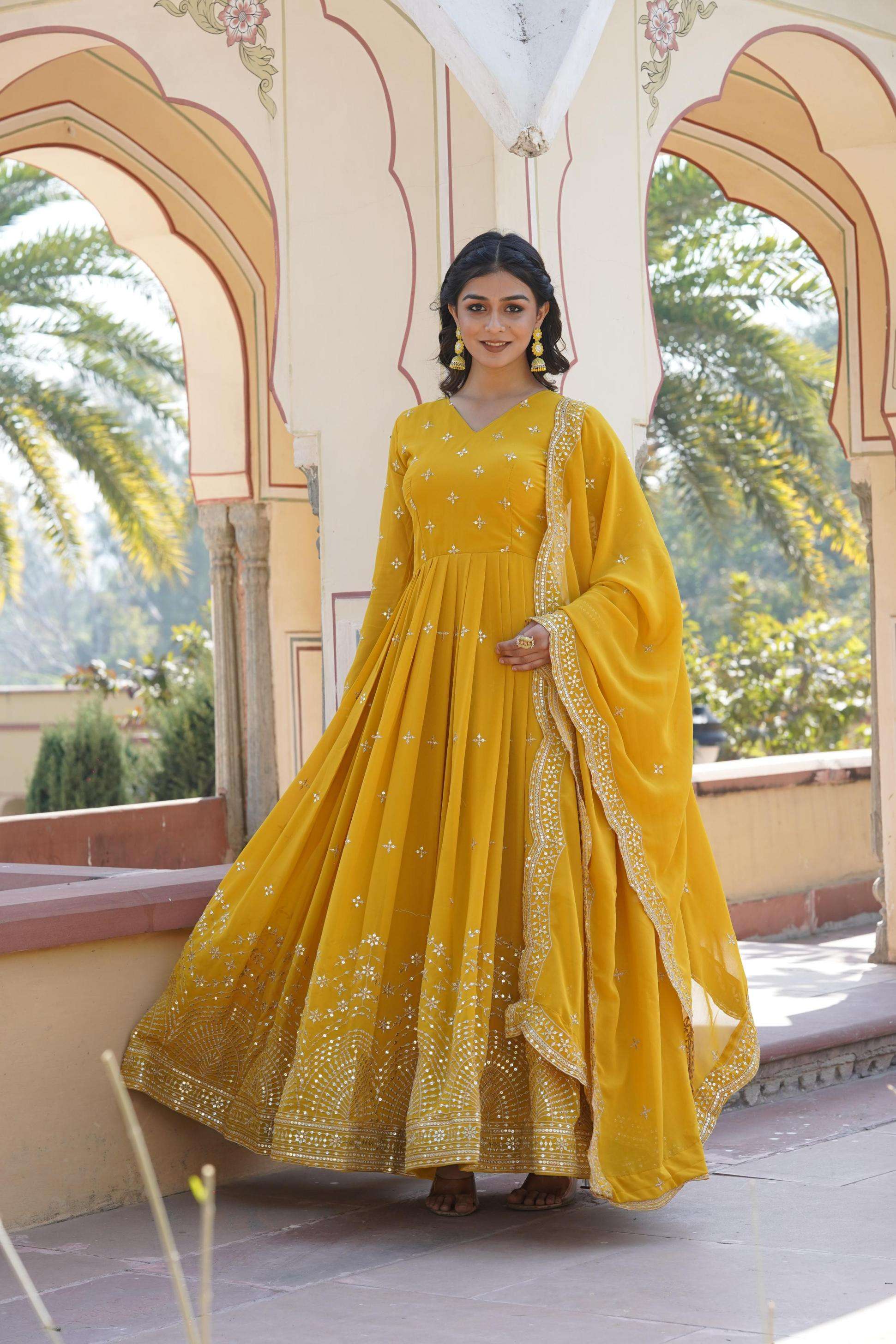 ka 1084 georgette fashionable readymade gown with dupatta 