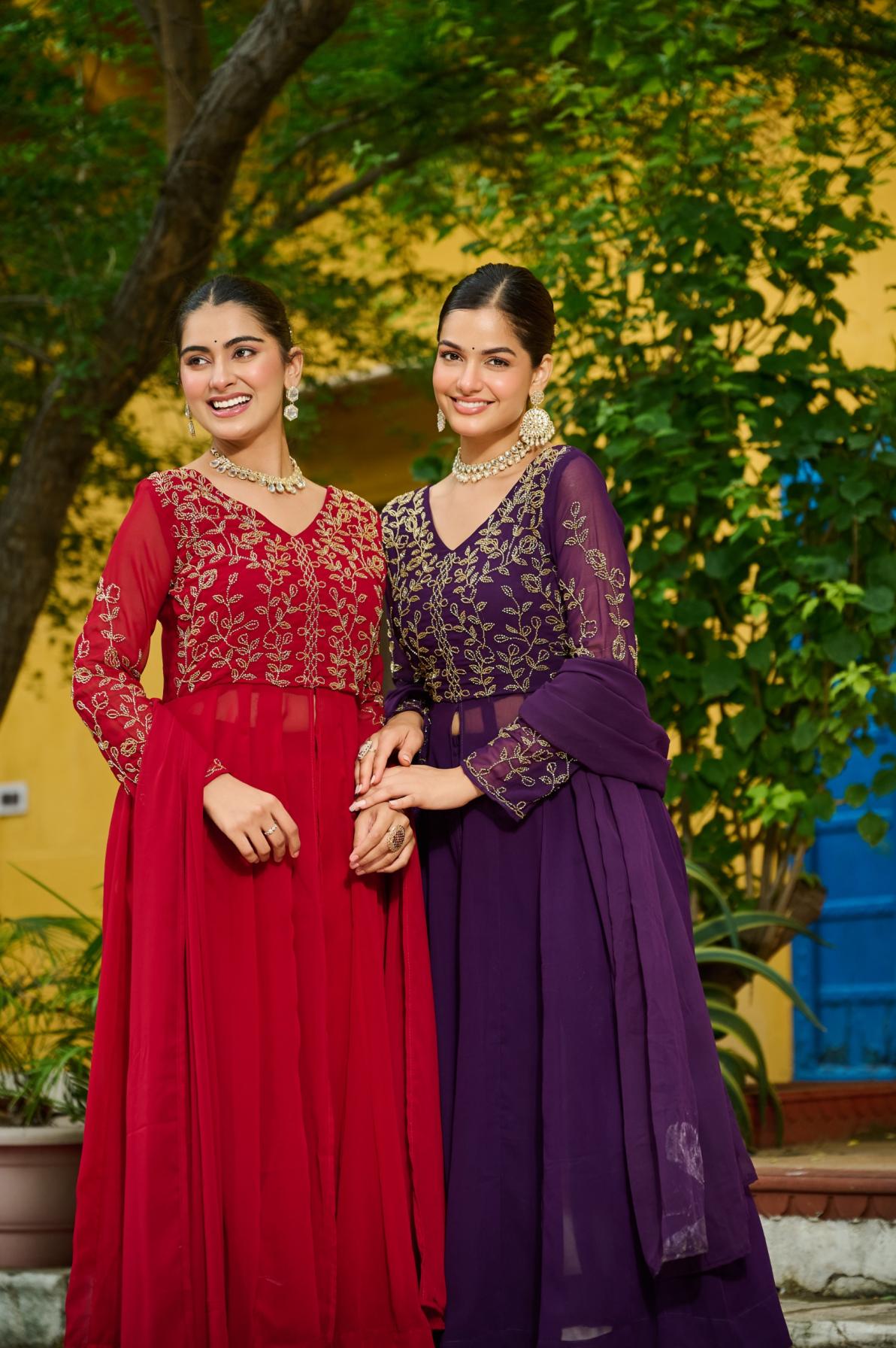 ka 1201 readymade faux blooming party wear suits for women