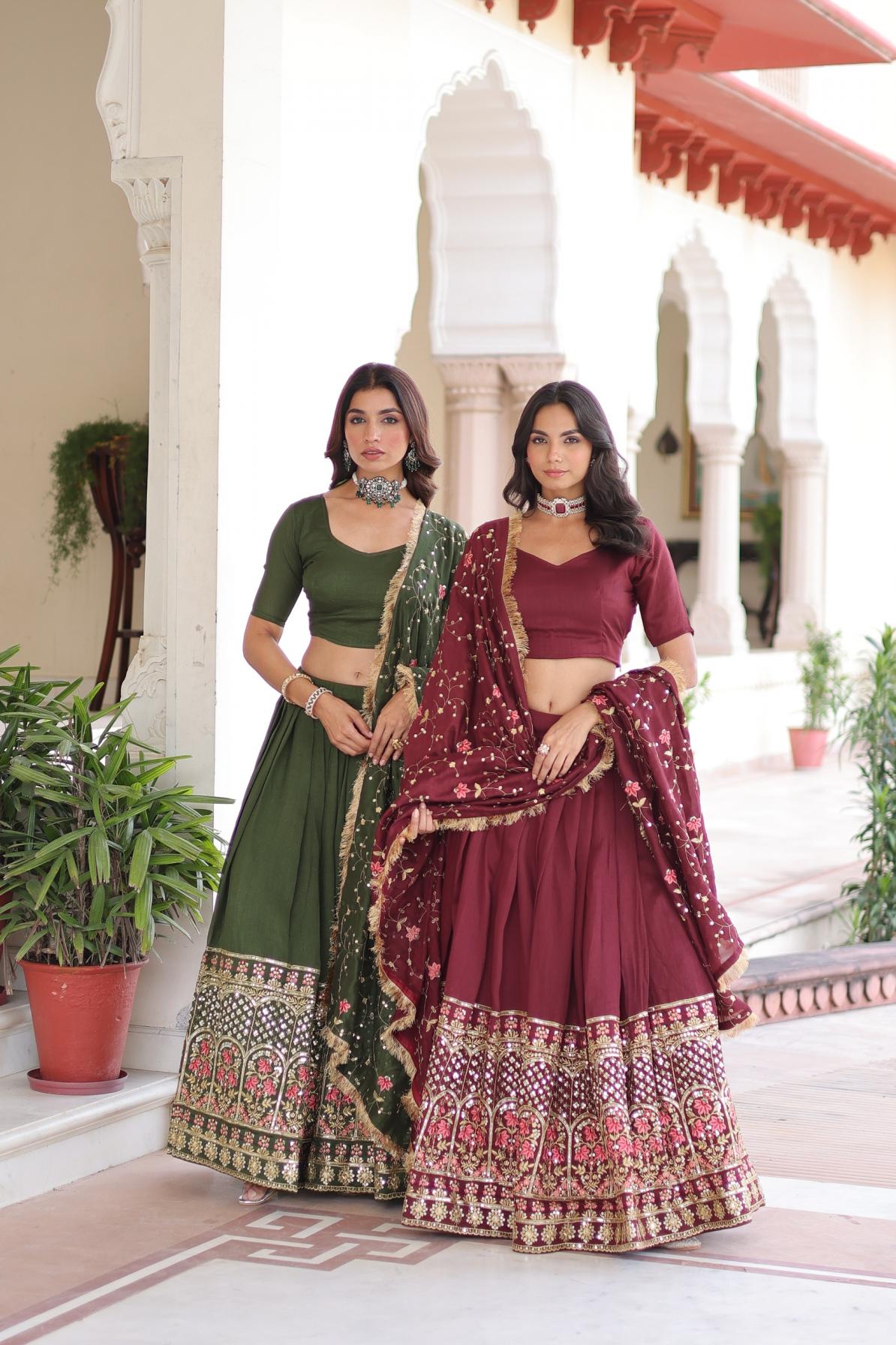 ka 5051 occasion wear vichitra silk stitch lehenga unstitch choli 