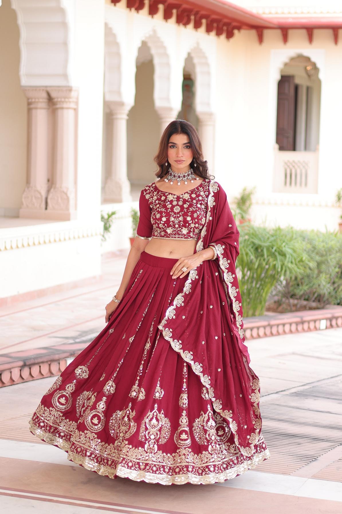 ka 5052 attractive look vichitra silk stitch lehenga unstitch choli for womens 