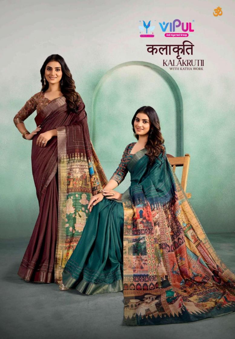 kalakruti by vipul soft silk pretty look saree wholesaler 