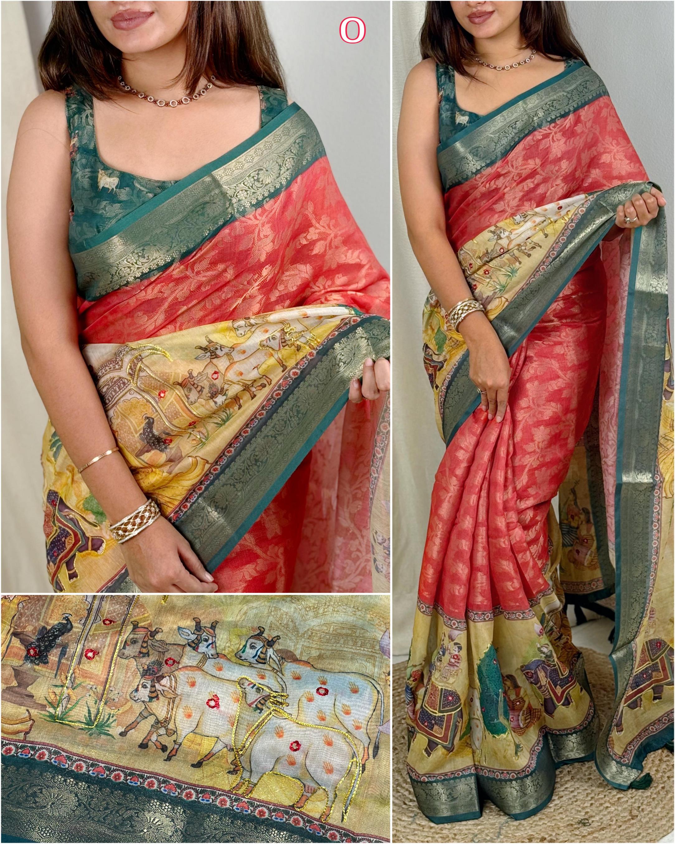 Kamdhenu heavy cotton jacquard gorgeous look sarees at best rates