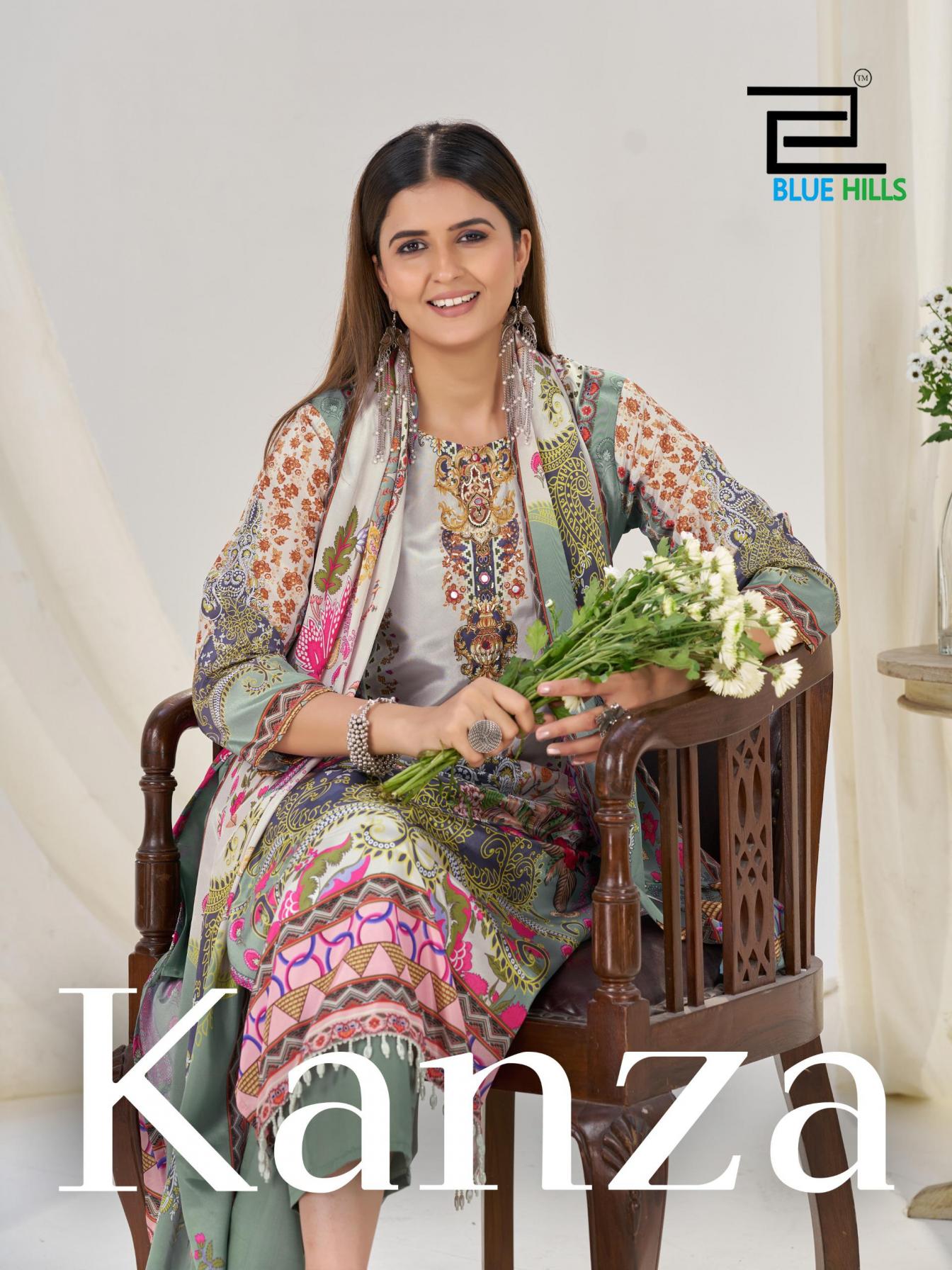 kanza by blue hills crape silk readymade big size pakistani 3pcs dress