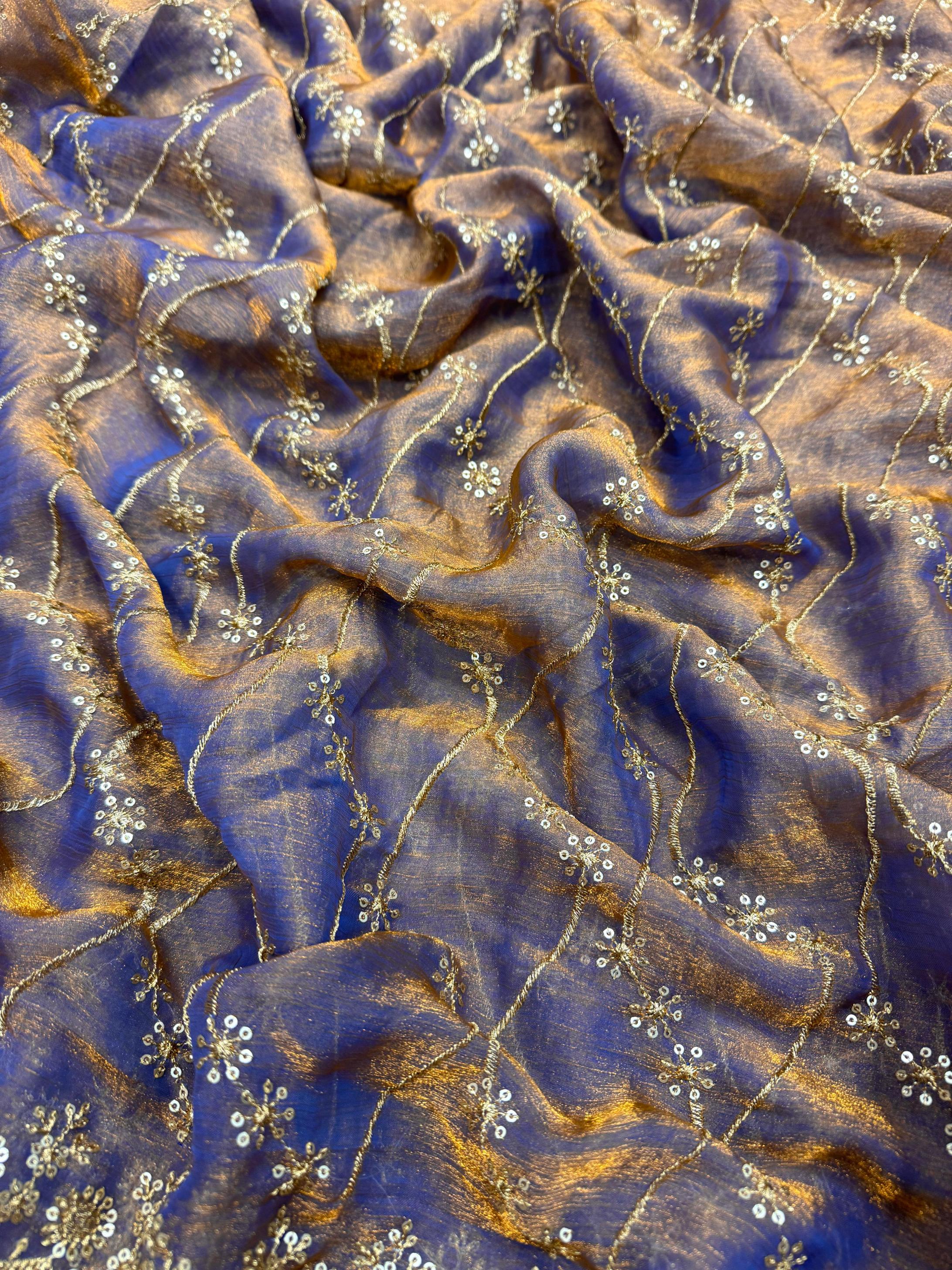 kc 2068 soft space silk beautiful sequence embroidery work sarees 